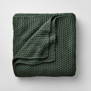 Casaluna Dark Green Chunky Knit Throw Blanket
